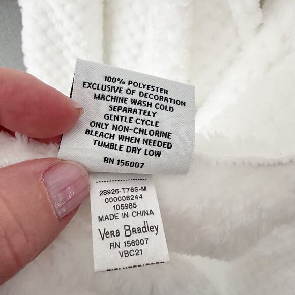Vera Bradley Plush Fleece Long Spa Bathrobe with Decorative Trim Cozy Comfort - Picture 7 of 10
